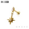 STARBURST DANGLE BEZEL CZ TOP THREADLESS (PUSH IN) IMPLANT GRADE TITANIUM LABRET SET